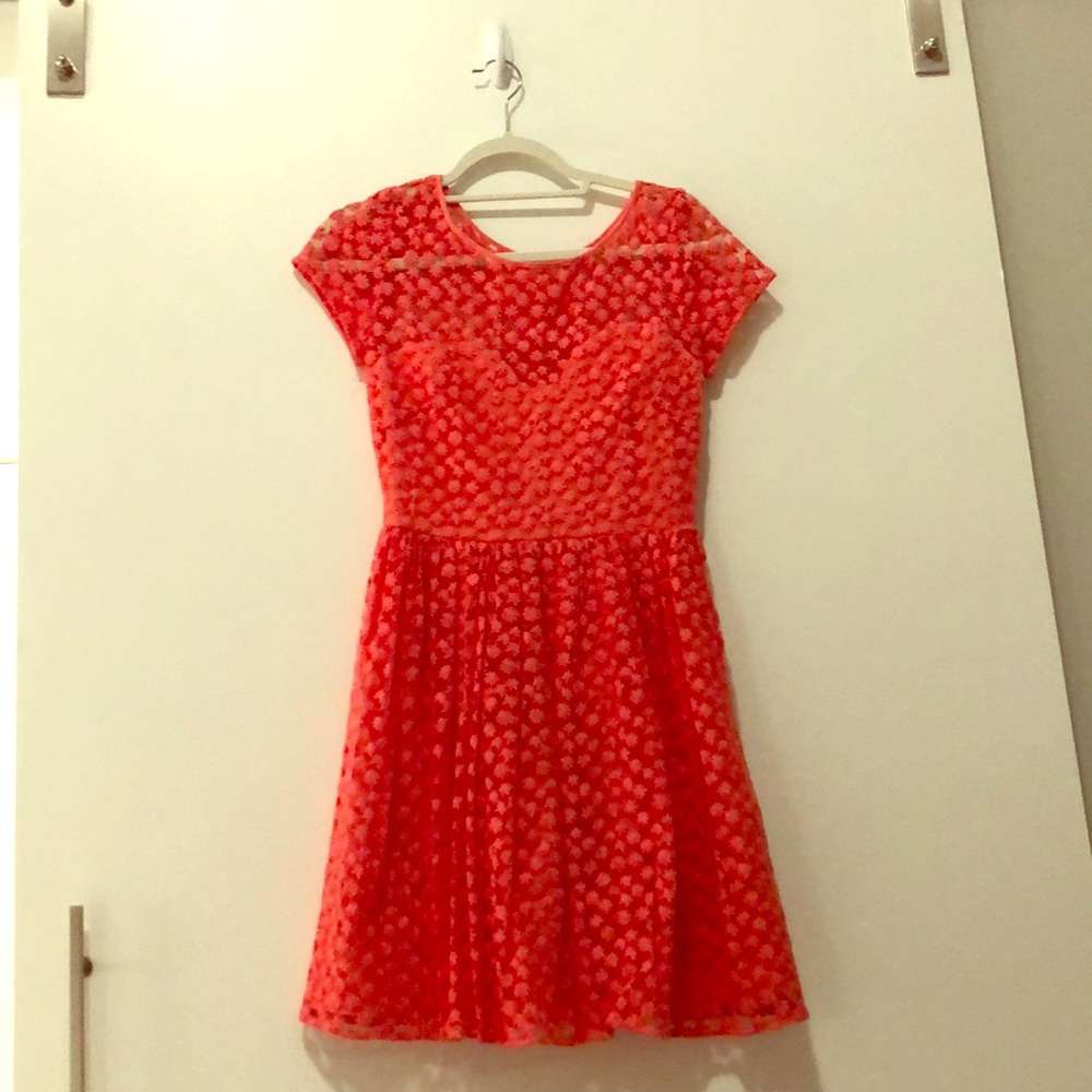 Anthropologie pink flower dress